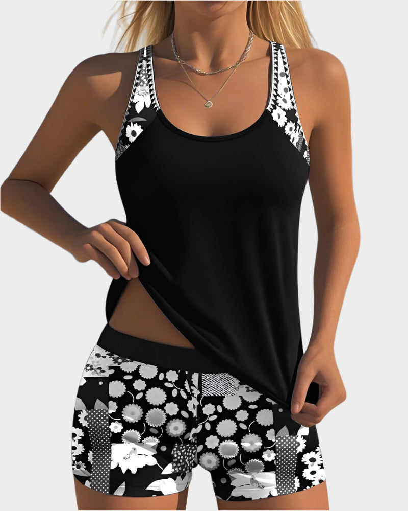 Comfortable Two-Piece Swimsuit with Floral Pattern