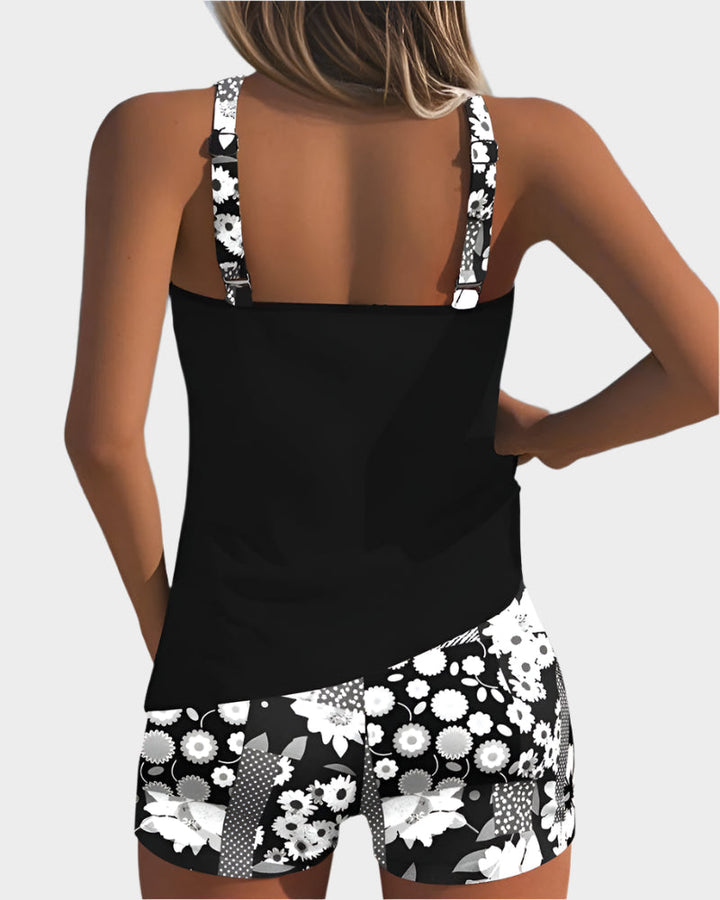 Comfortable Two-Piece Swimsuit with Floral Pattern