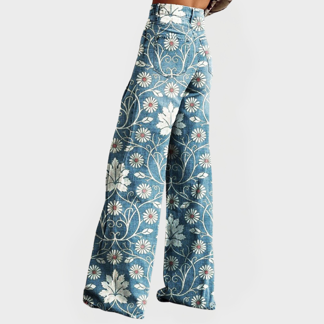 Stylish Floral Pants with Wide Legs