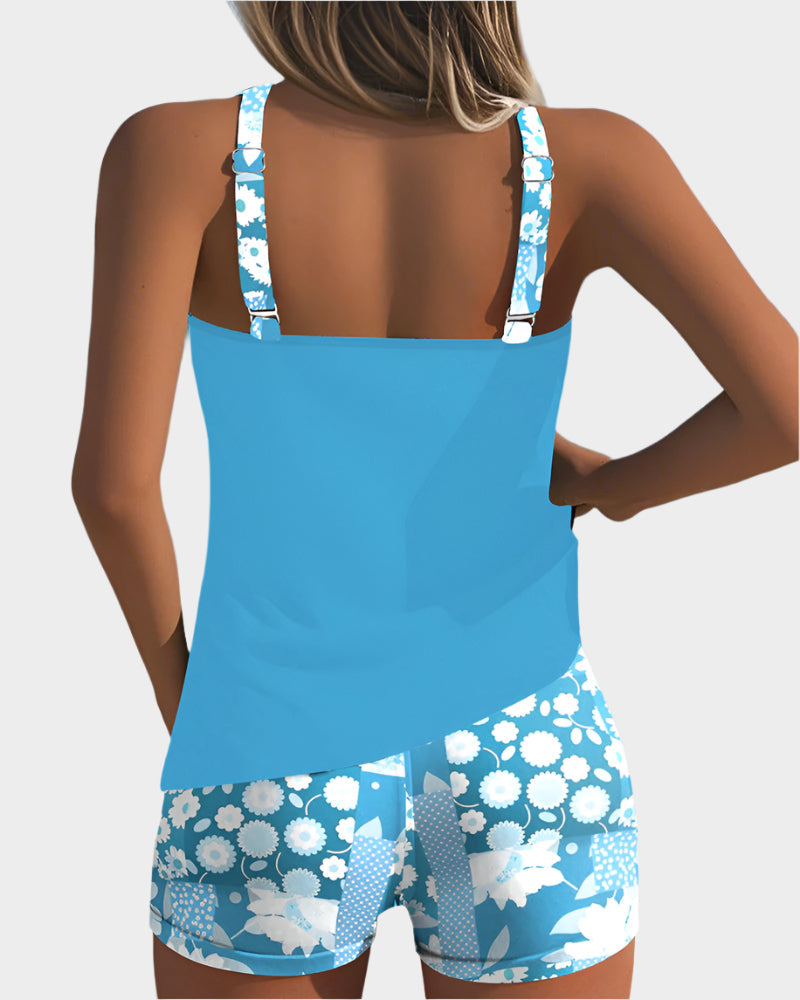 Comfortable Two-Piece Swimsuit with Floral Pattern