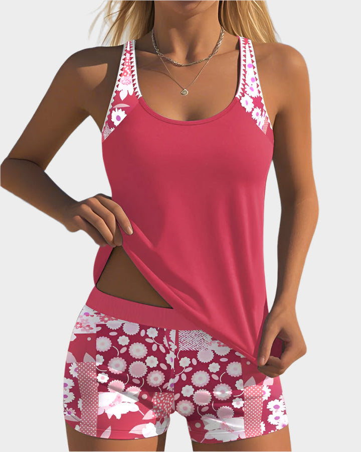 Comfortable Two-Piece Swimsuit with Floral Pattern