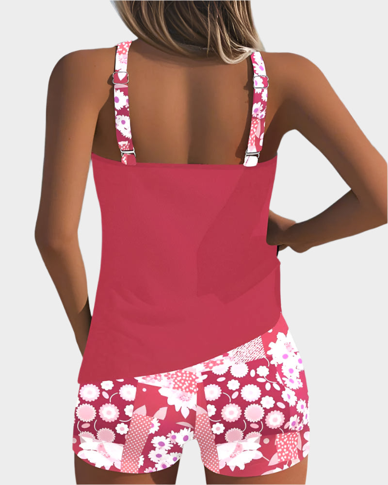 Comfortable Two-Piece Swimsuit with Floral Pattern