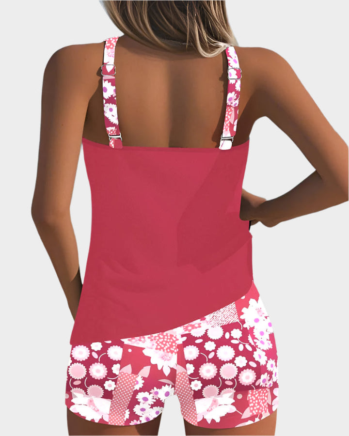 Comfortable Two-Piece Swimsuit with Floral Pattern