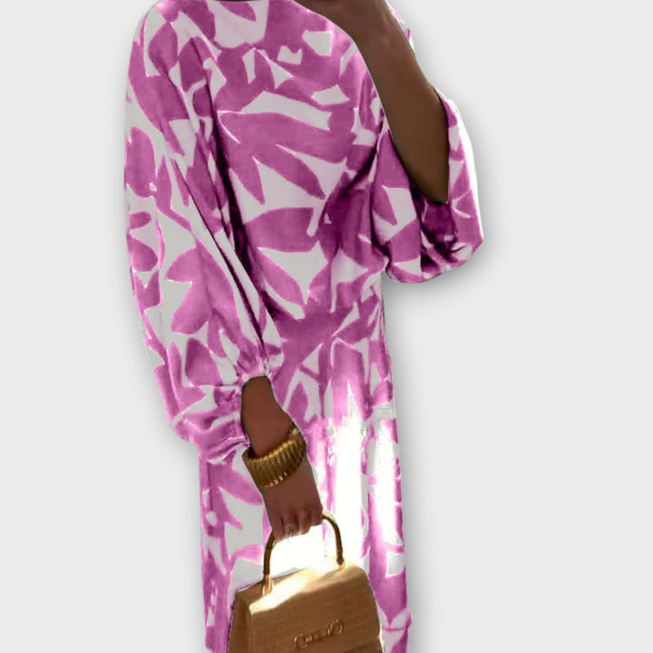 Chic Abstract Print Midi Dres