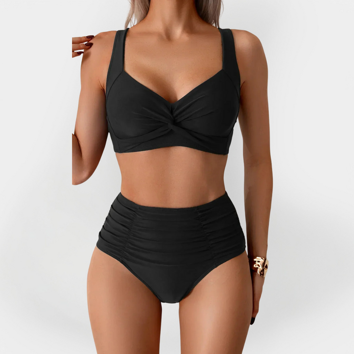 Women's High-Waisted Bikini with Ruffle at the Bust