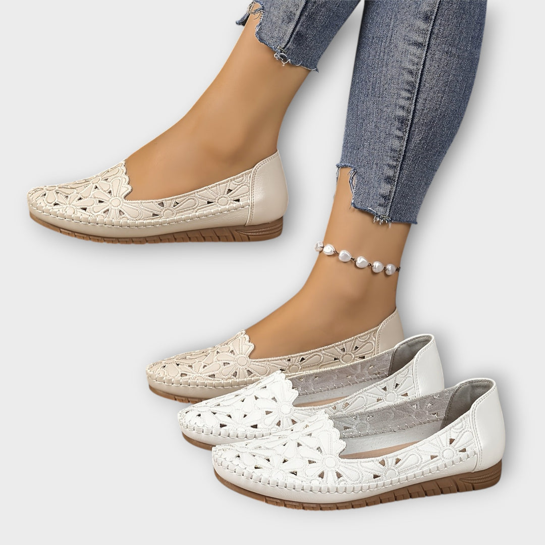 Elegant Floral Cutout Comfort Flats