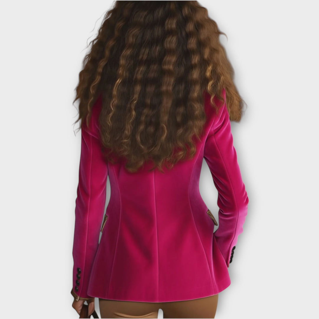 Velvet Tailored Blazer with Statement Trim