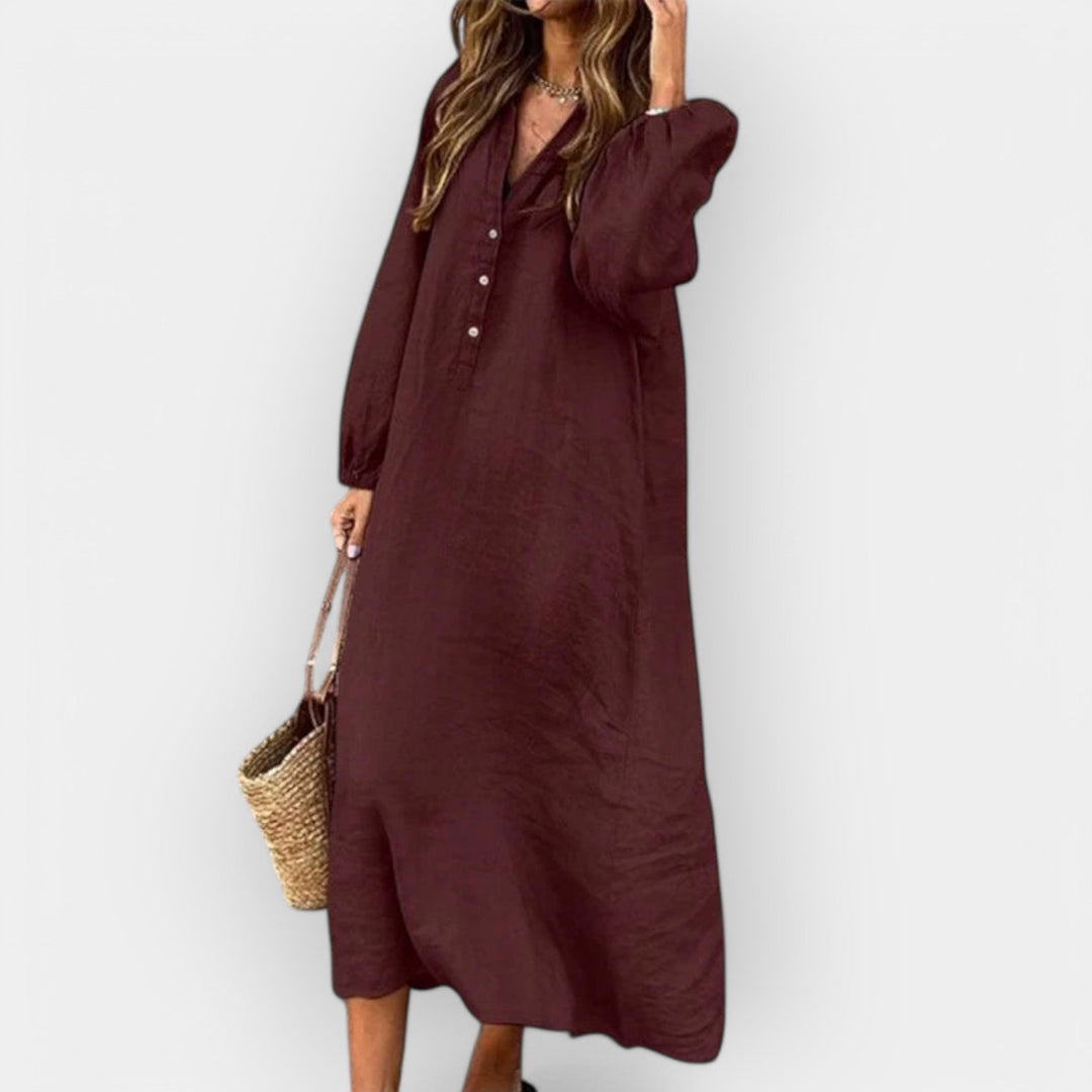 Elegant Linen Dress with Stylish Line