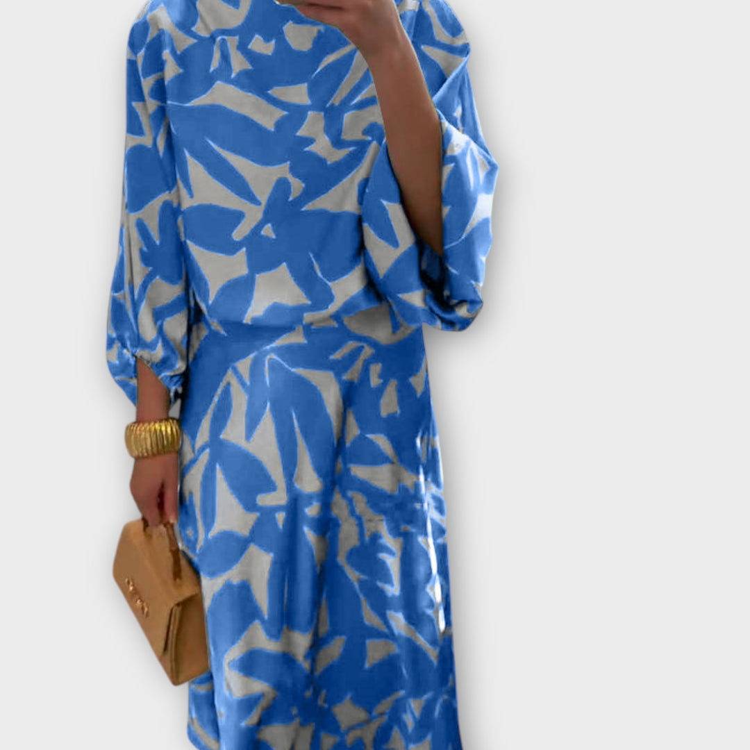 Chic Abstract Print Midi Dres