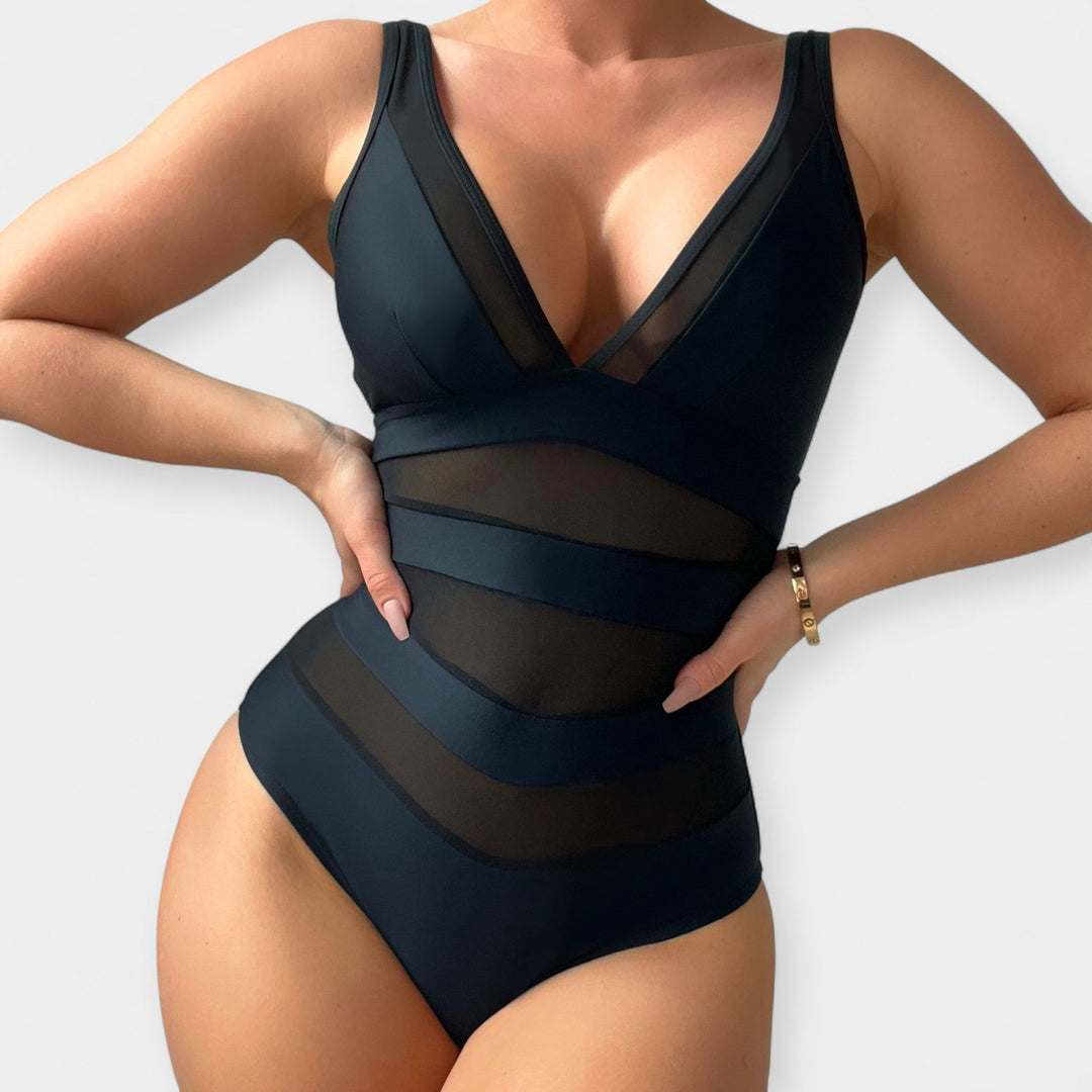 All-in-One Swimsuit with Sheer Details