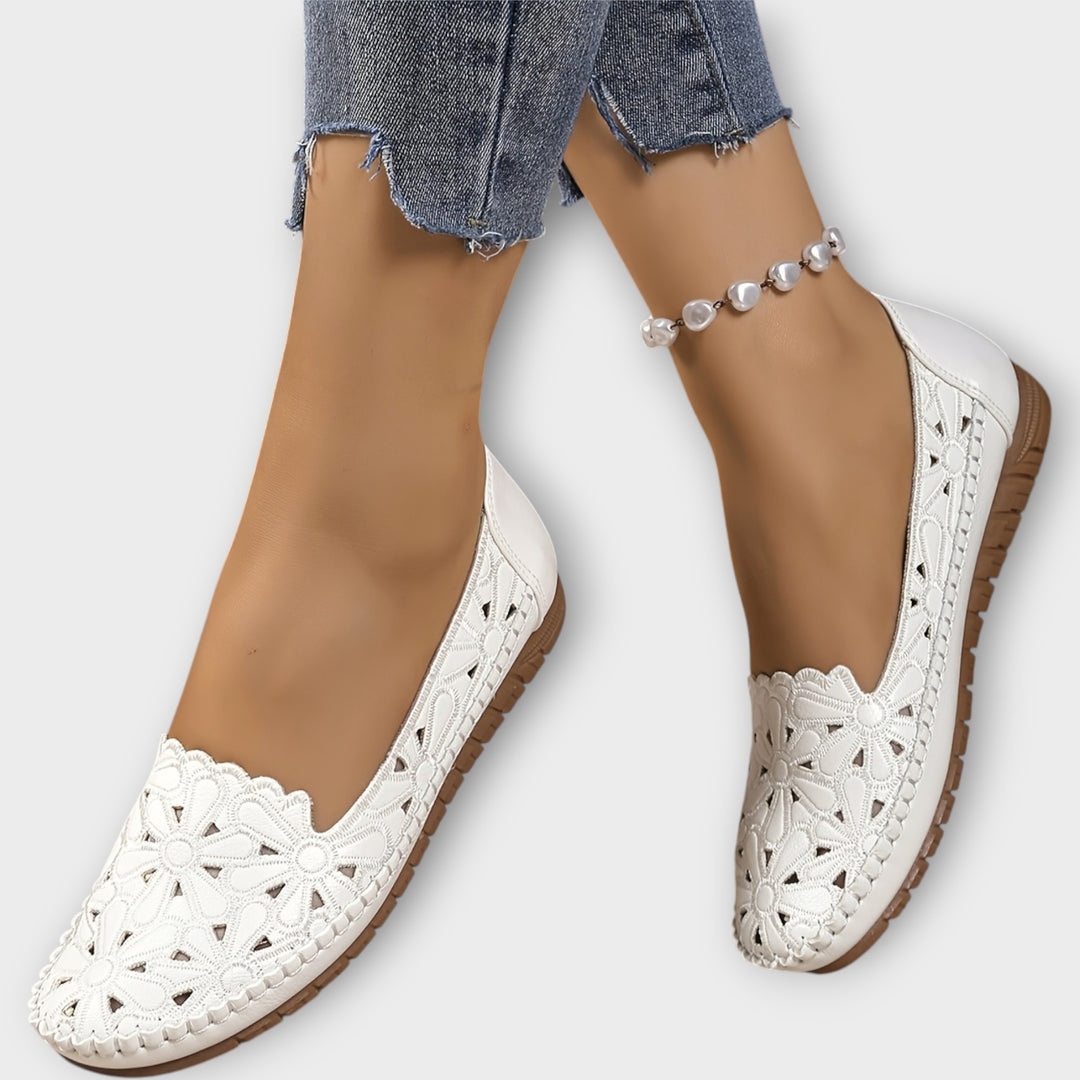Elegant Comfort Floral Cutout Flats