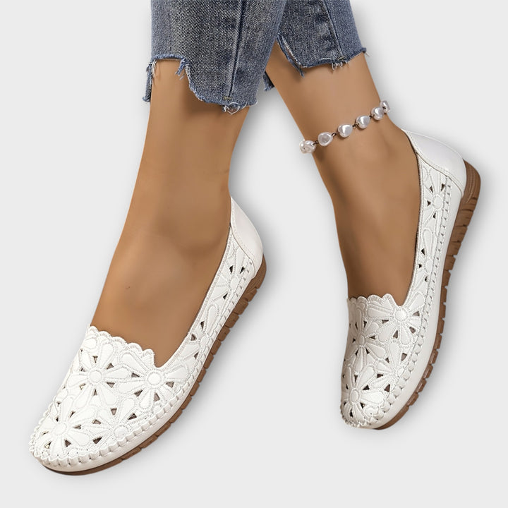 Elegant Floral Cutout Comfort Flats