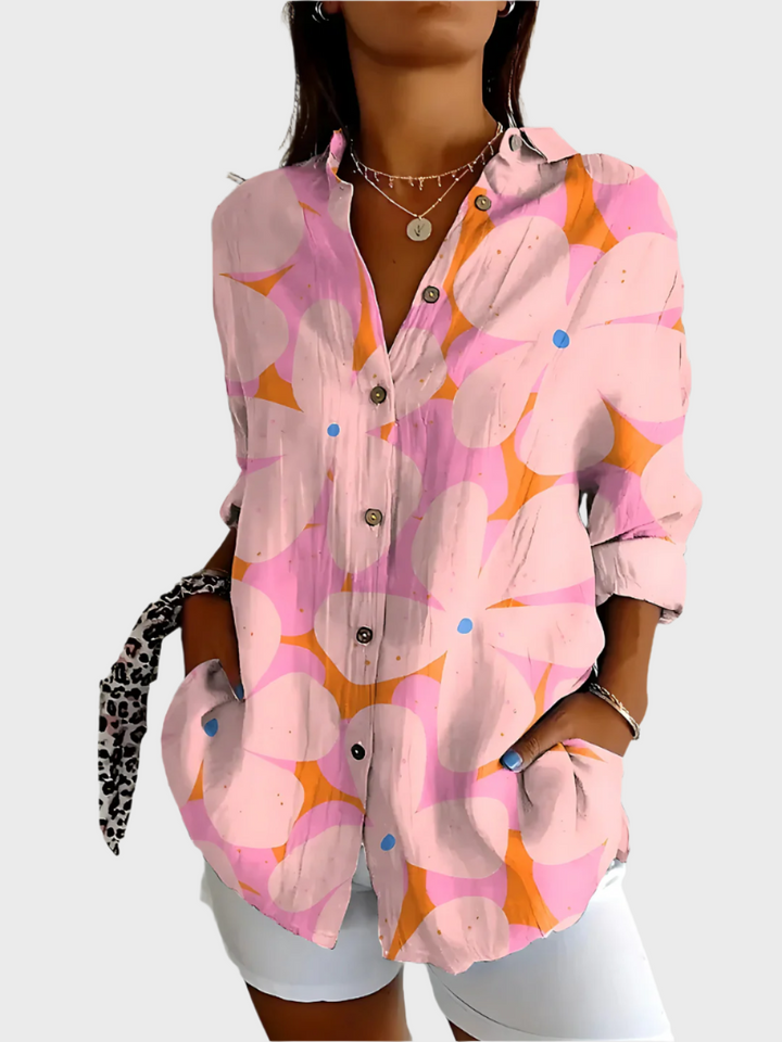 Cotton Blouse with Floral Design