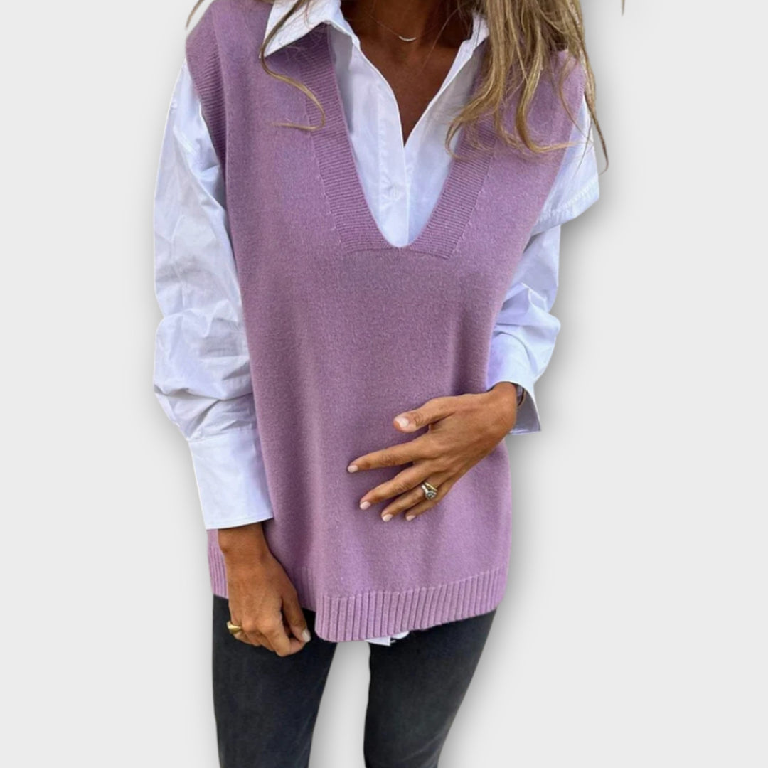 Effortless Chic V-Neck Knit Vest