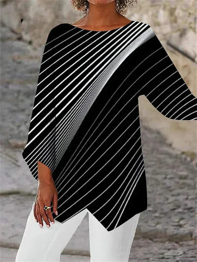 Aiyana | Round Neck And Long Sleeve Printed Shirt