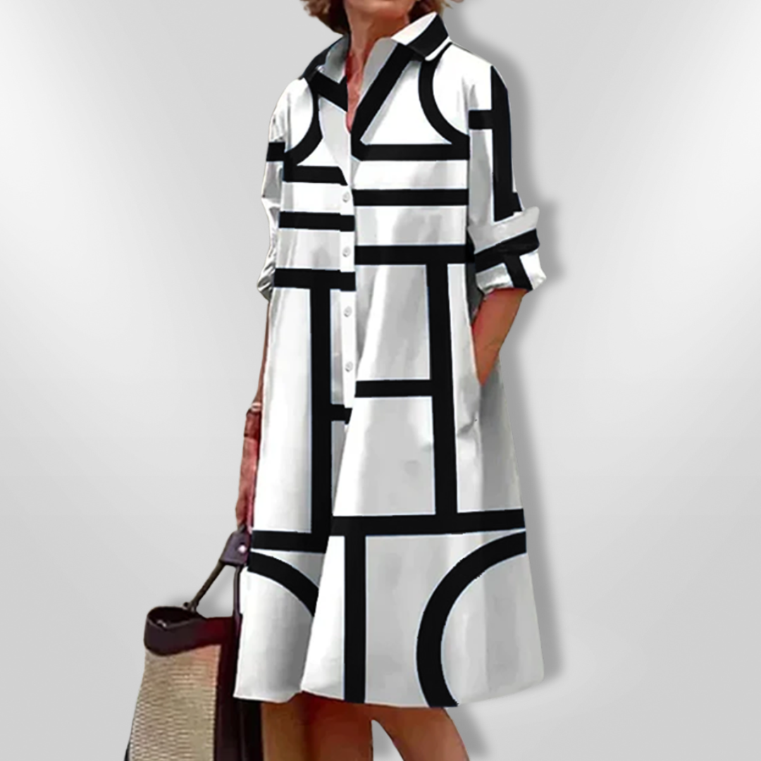 Mid-Length Dress with Geometric Pattern