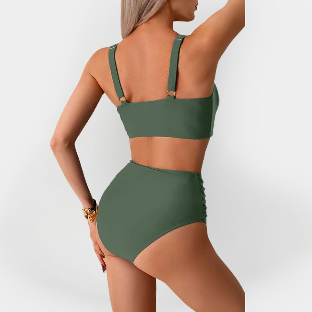Women's High-Waisted Bikini with Ruffle at the Bust
