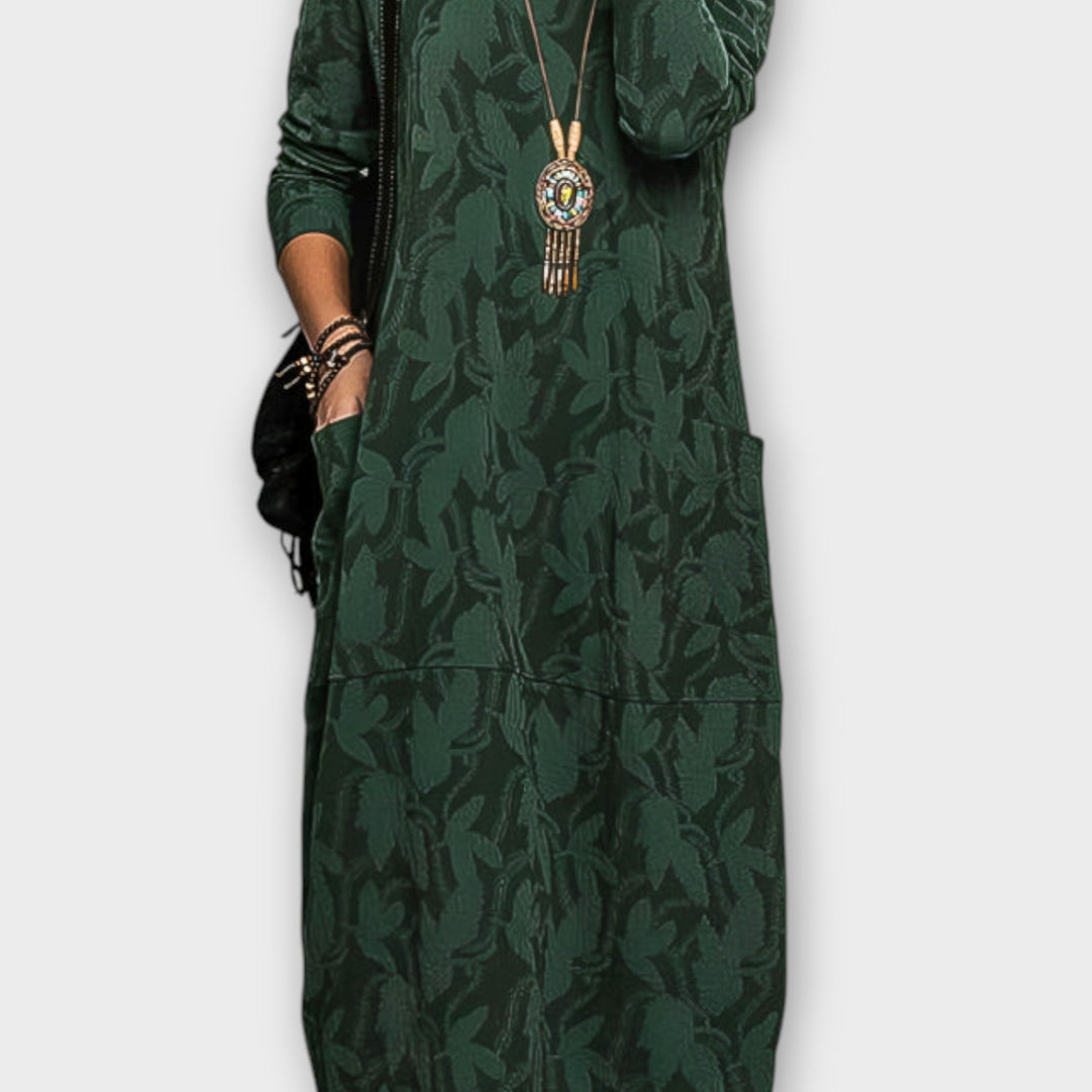 Relaxed Fit Textured Midi Dress