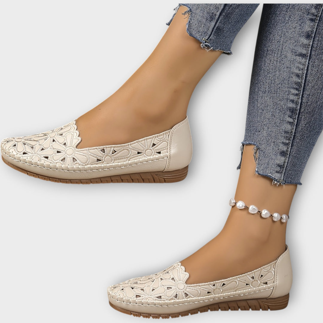 Elegant Comfort Floral Cutout Flats