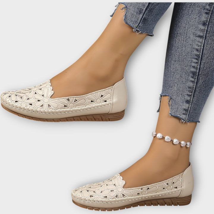 Elegant Comfort Floral Cutout Flats