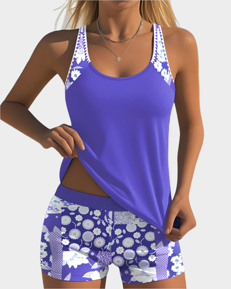 Comfortable Two-Piece Swimsuit with Floral Pattern
