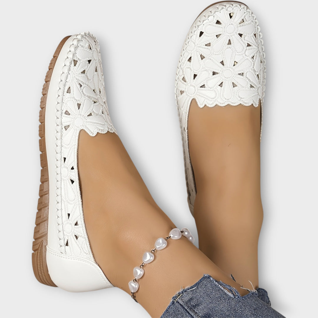 Elegant Comfort Floral Cutout Flats