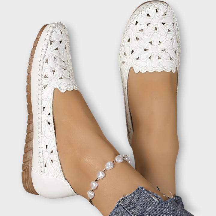 Elegant Comfort Floral Cutout Flats