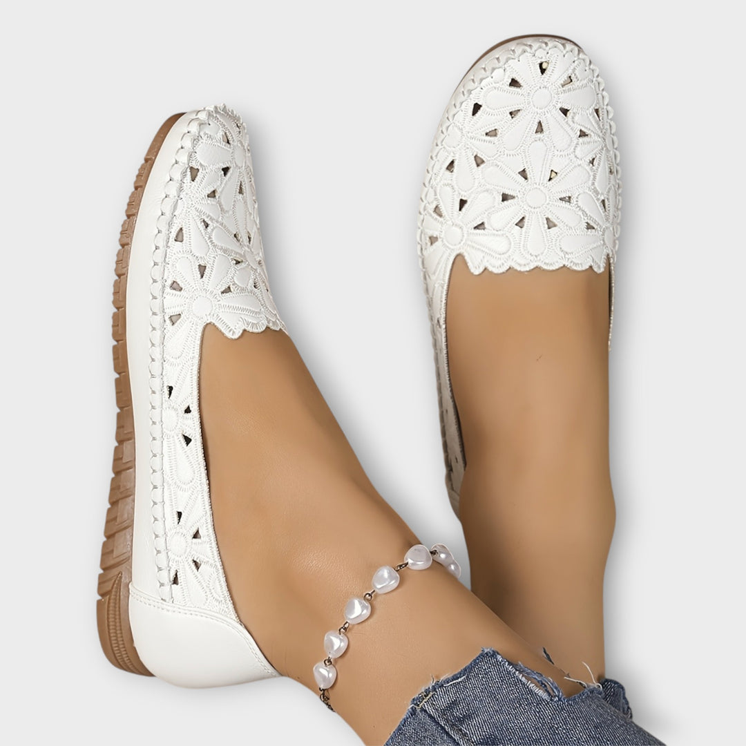 Elegant Floral Cutout Comfort Flats