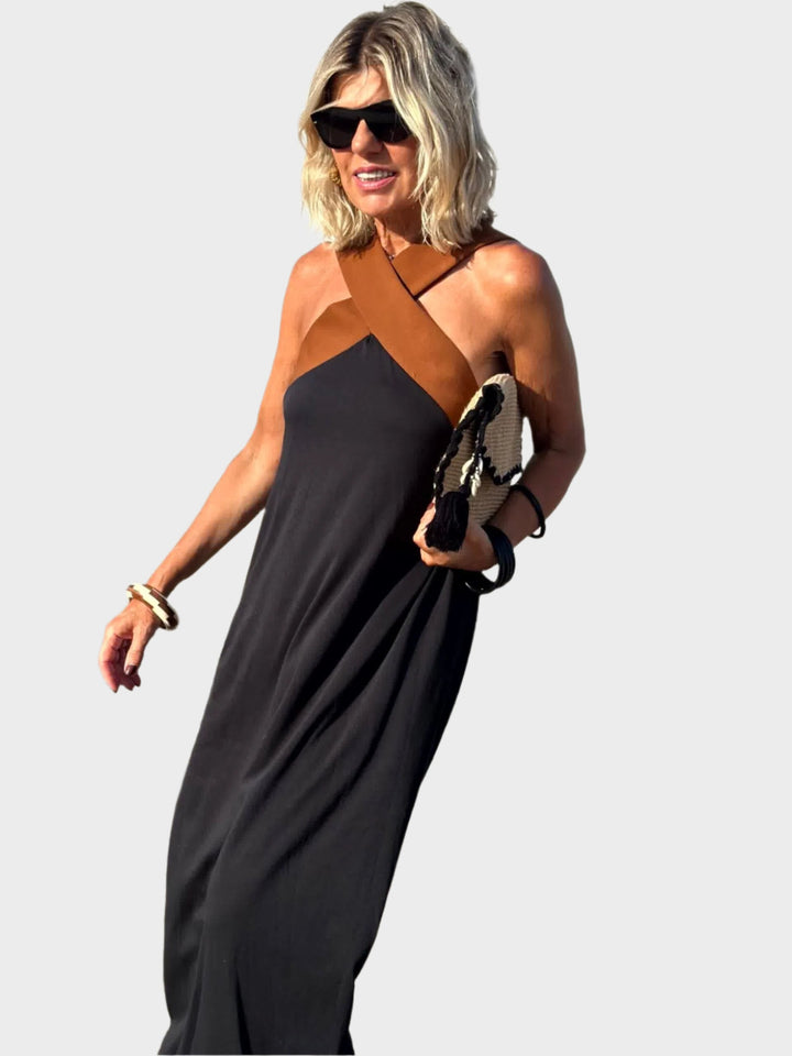 Elegant Backless Dress with Modern Cross Neckline