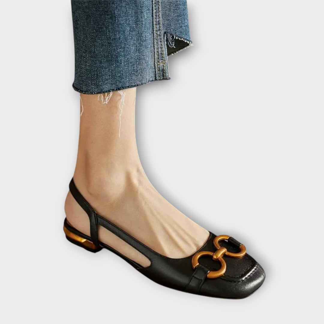 Elegant Slingback Flats with Chic Buckle Detail