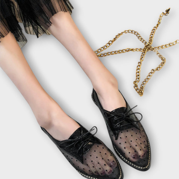 Chic Gold Polka-Dot Flats with Bow Detail