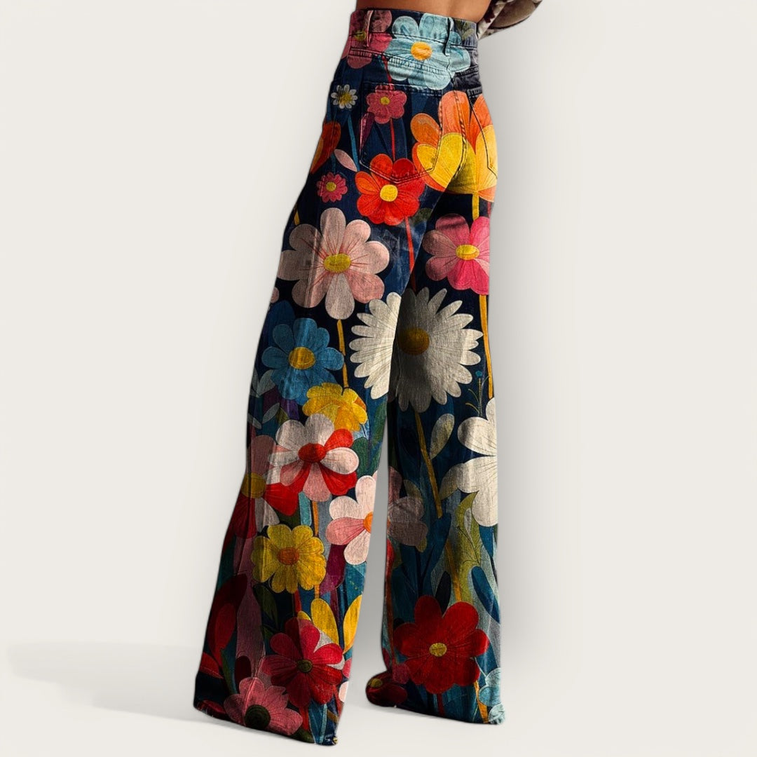 Stylish Multicolored Wide-Leg Pants