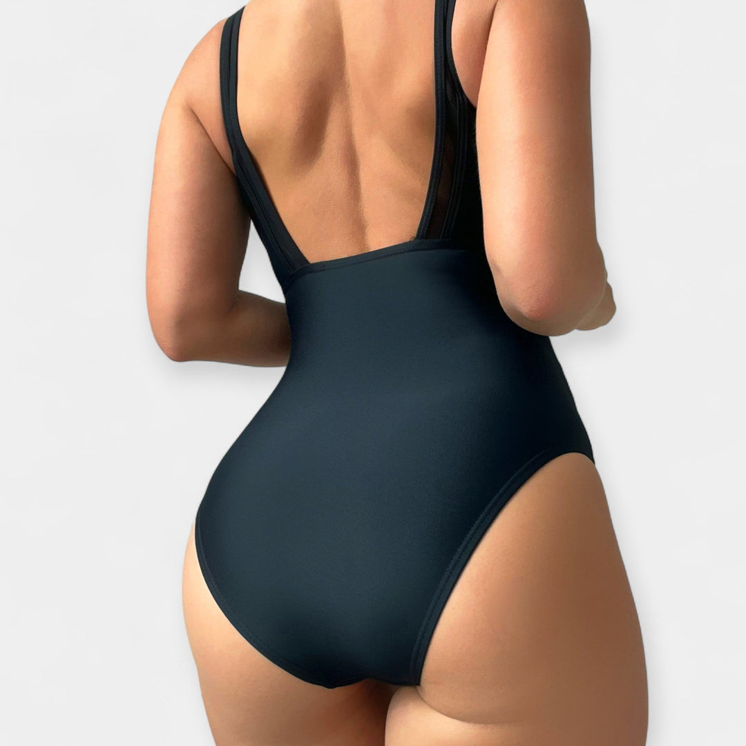 All-in-One Swimsuit with Sheer Details