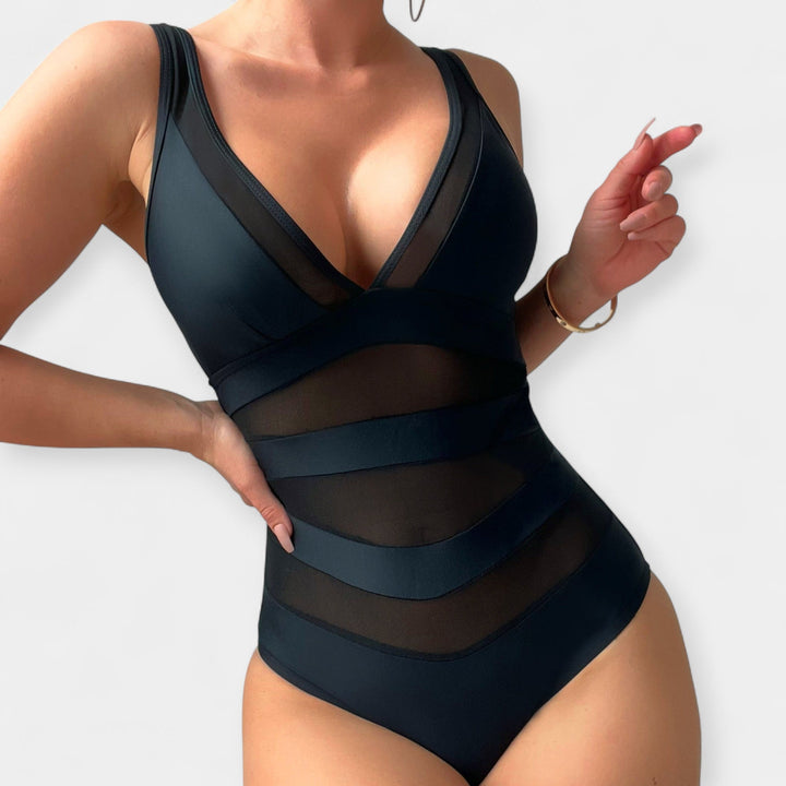 All-in-One Swimsuit with Sheer Details