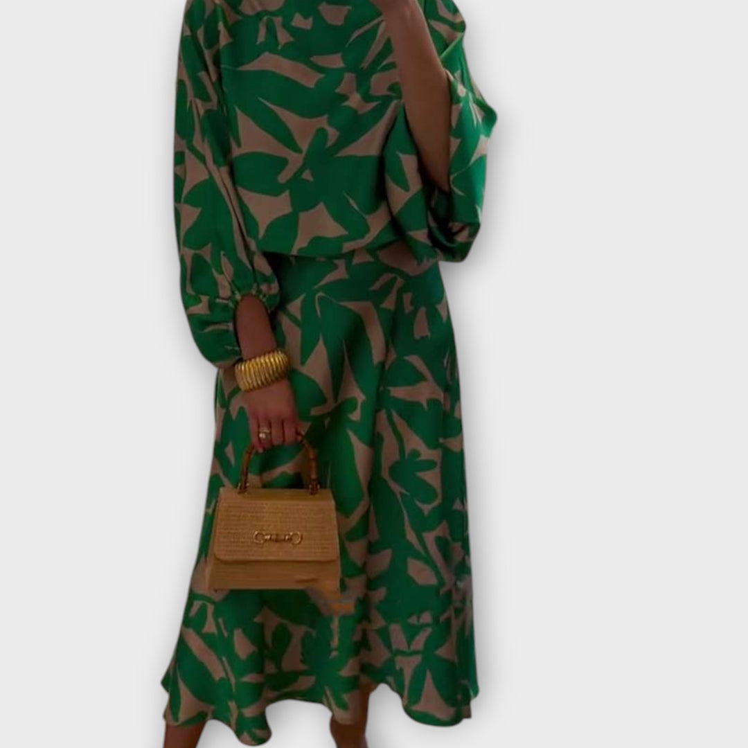 Chic Abstract Print Midi Dres