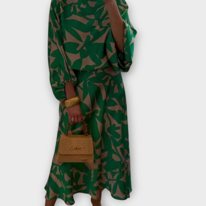 Chic Abstract Print Midi Dres