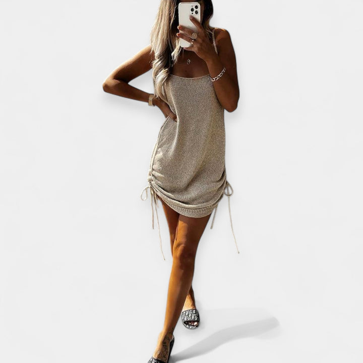 Sleeveless Knitted Dress with Belt